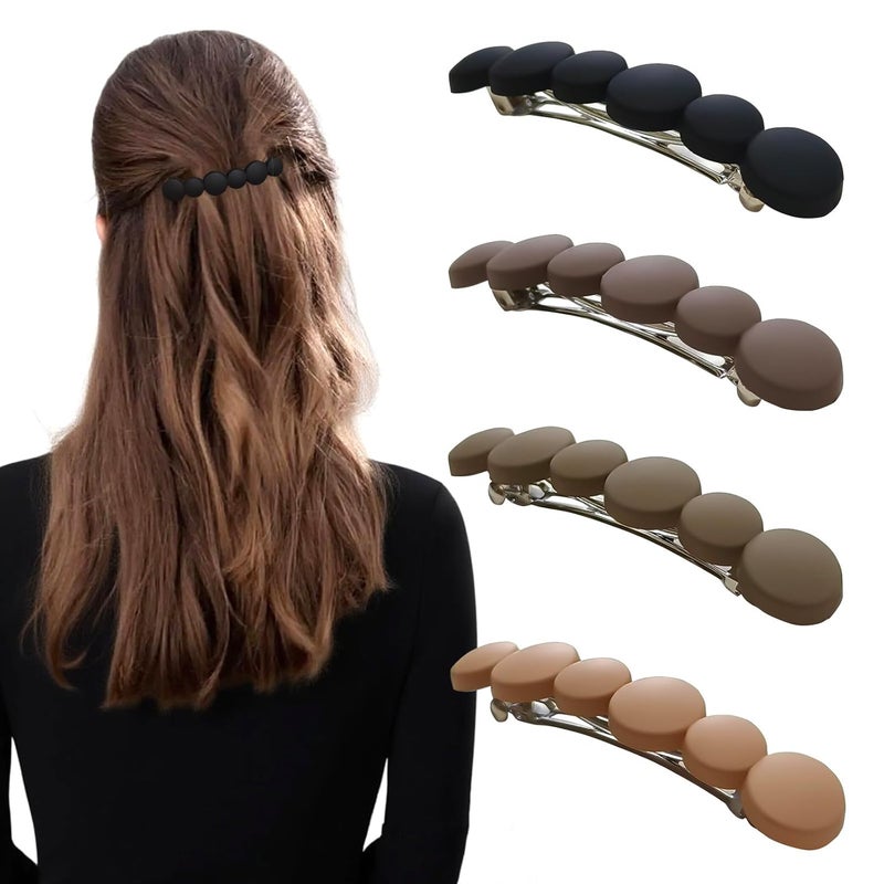 Markuii French Hair Barrettes for Women No Slip Not Easy to Break Half Up Medium to Small Hair Barrette Clips for Thin, Short or Fine Hair, 4 Pack - Image 1